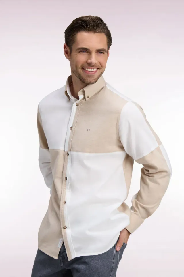 Eden Park Club Classique chemise homme coton beige écru