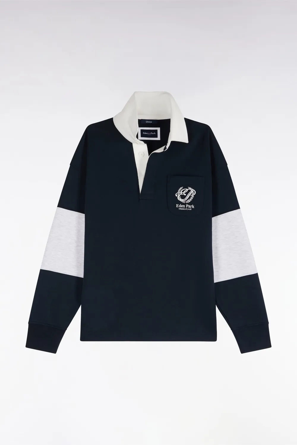 Eden Park Rugby Heritage Sweat Marine Col Maillot Loose