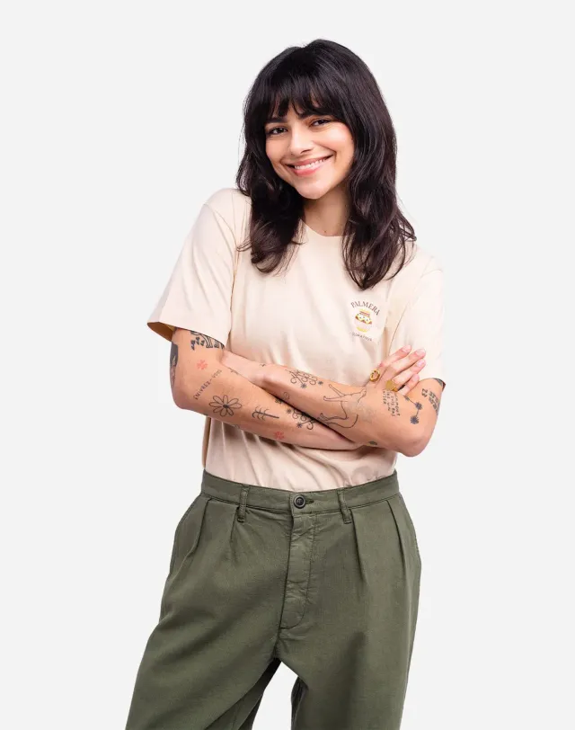 OLOW Sarapiqui t-shirt crème coton coupe droite
