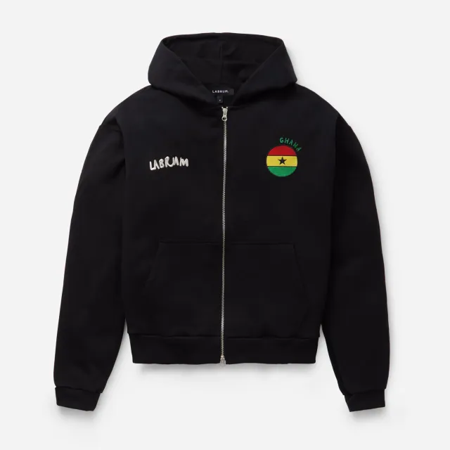 Labrum Ghana hoodie homme noir zippé coton