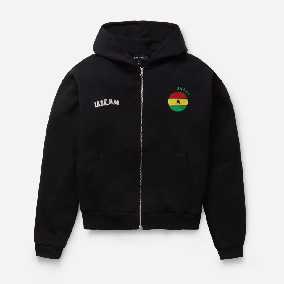 Labrum Ghana hoodie homme noir zippé coton