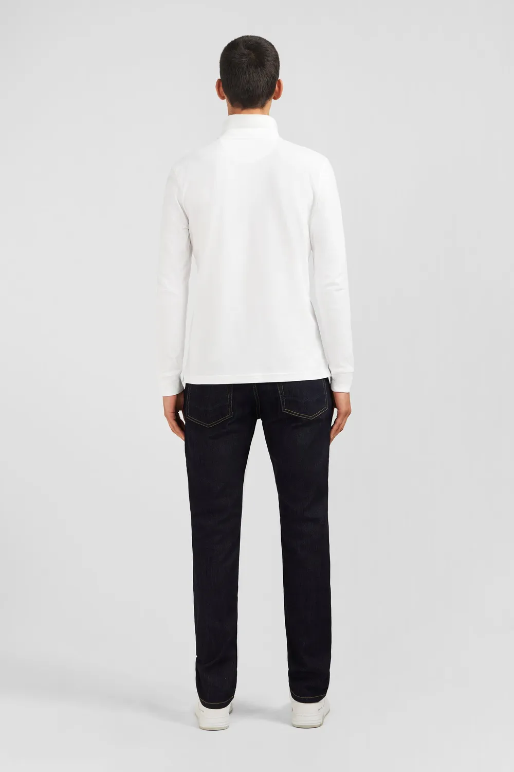 Eden Park polo manches longues blanc homme piqué stretch