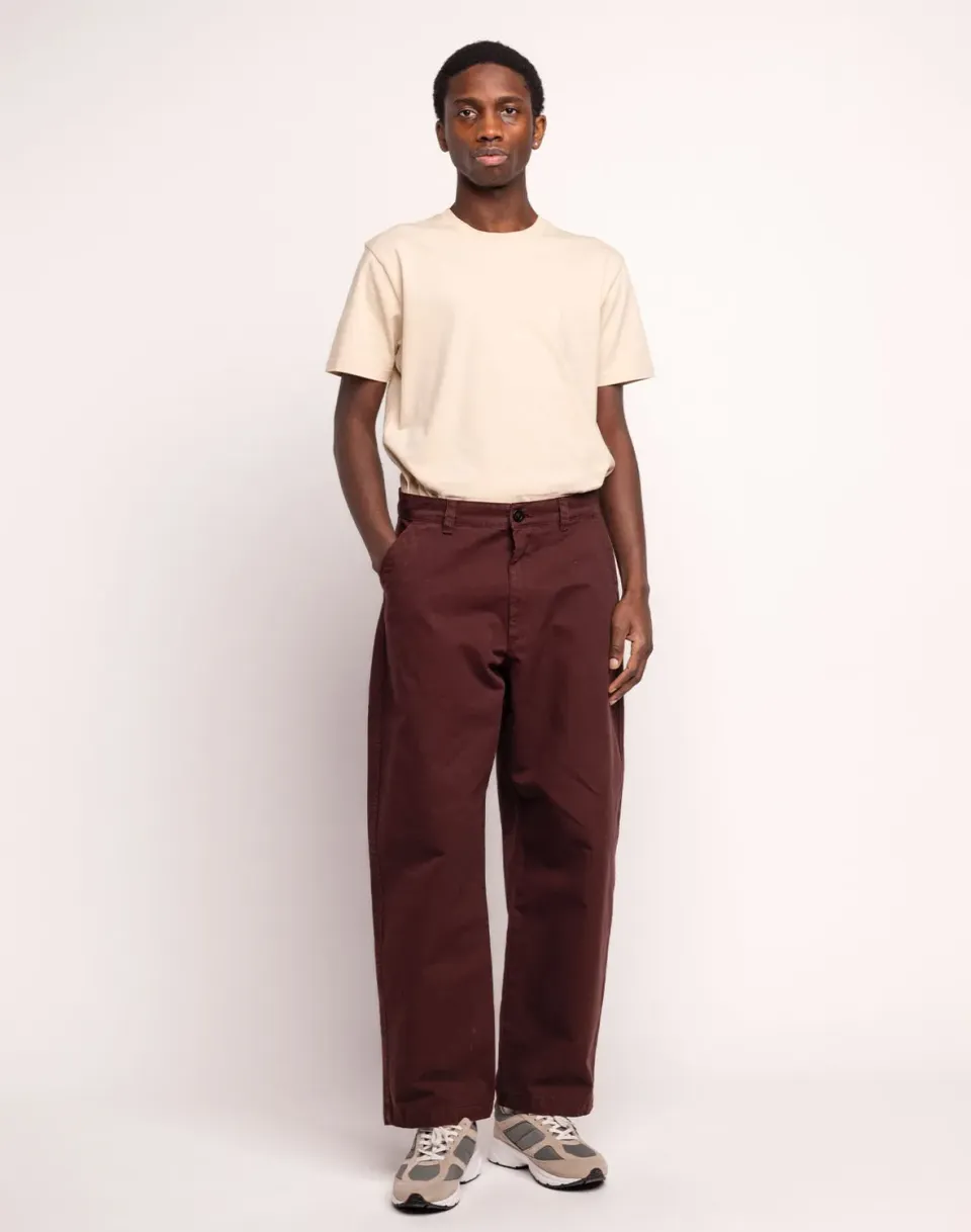OLOW Slack pantalon chocolat sergé bio