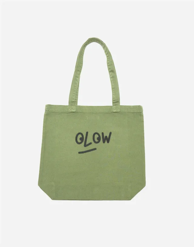 Olow Tudo Bem tote bag vert sauge coton bio