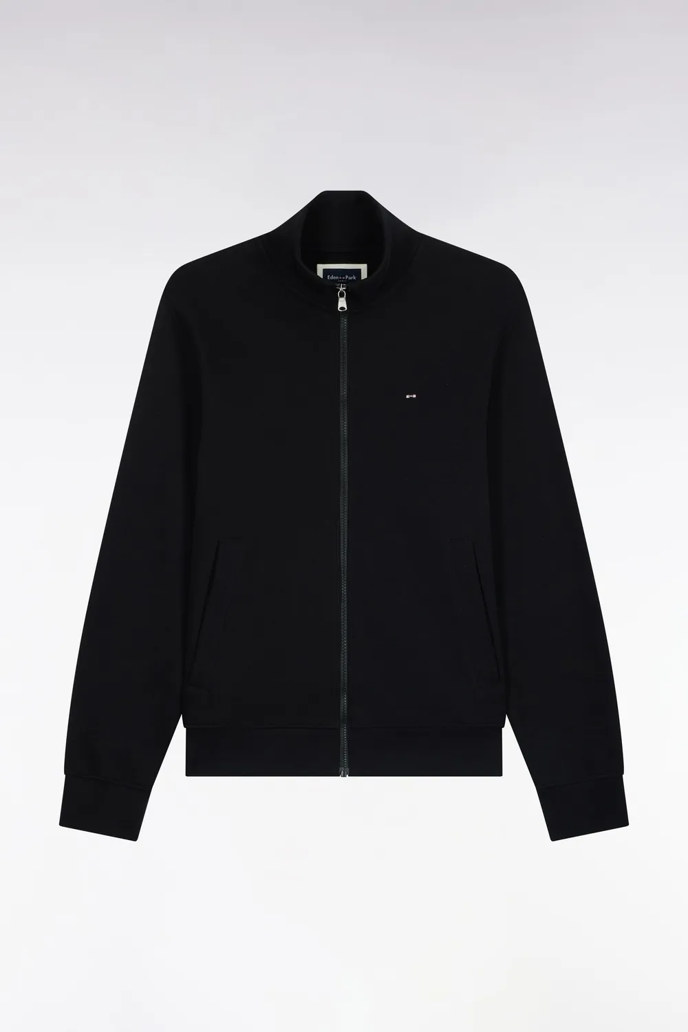 Eden Park sweat zippé molleton coton noir coupe droite
