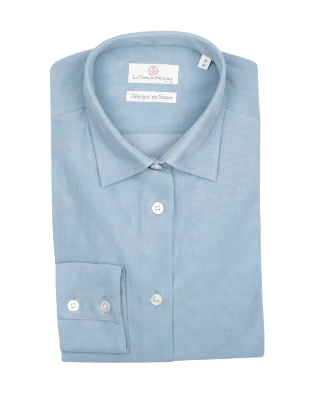 La Chemise Française Velours Bleu Argile chemisier femme coton