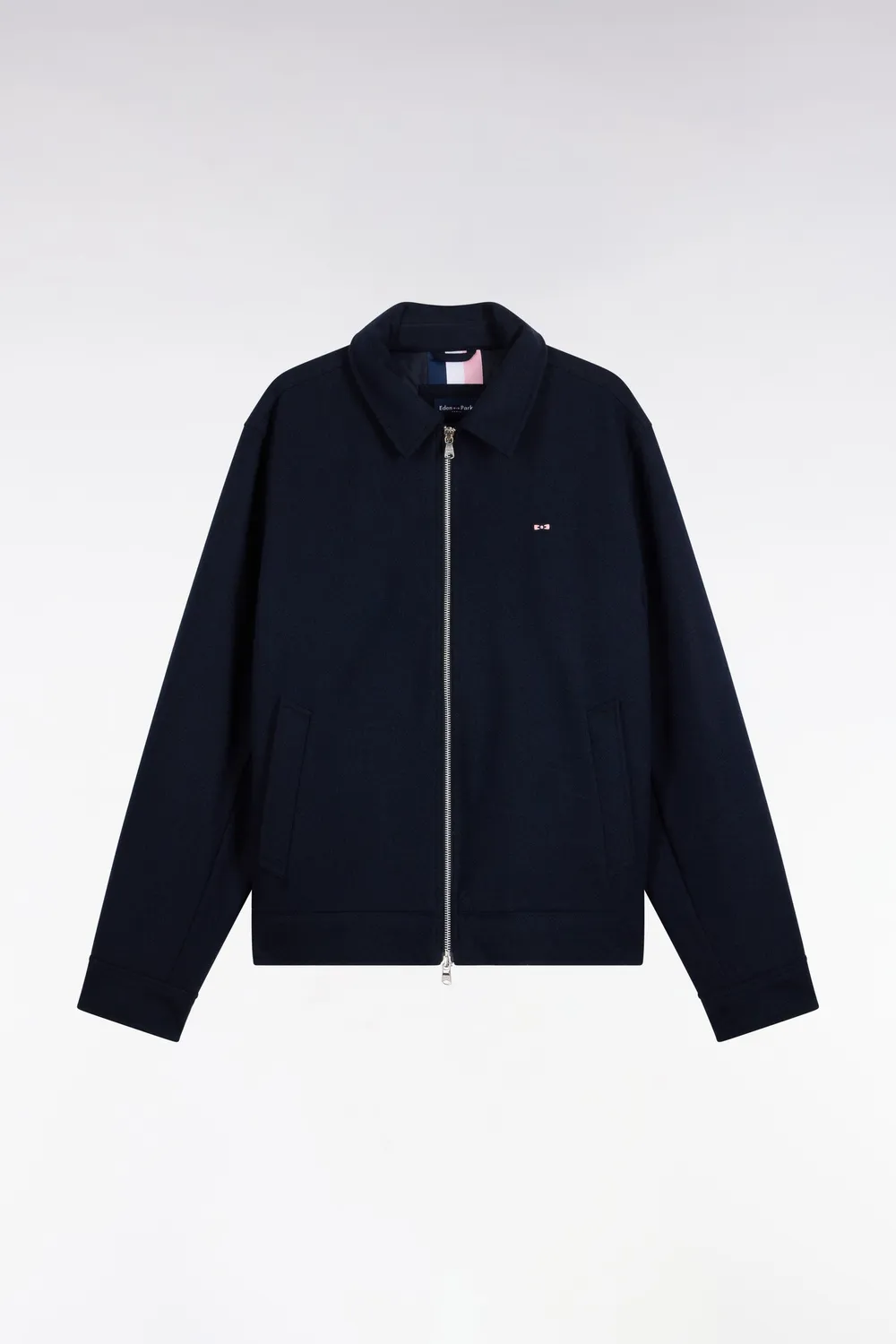 Eden Park blouson flanelle ouatinée marine coupe droite