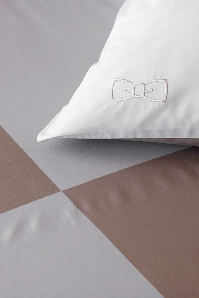 Eden Park 2 taies oreiller carrés percale grises 65x65 cm