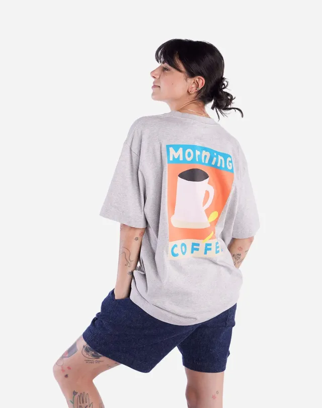 OLOW Morning Coffee t-shirt ample gris chiné