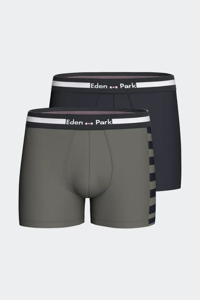 Eden Park lot 2 boxers stretch marine kaki coton