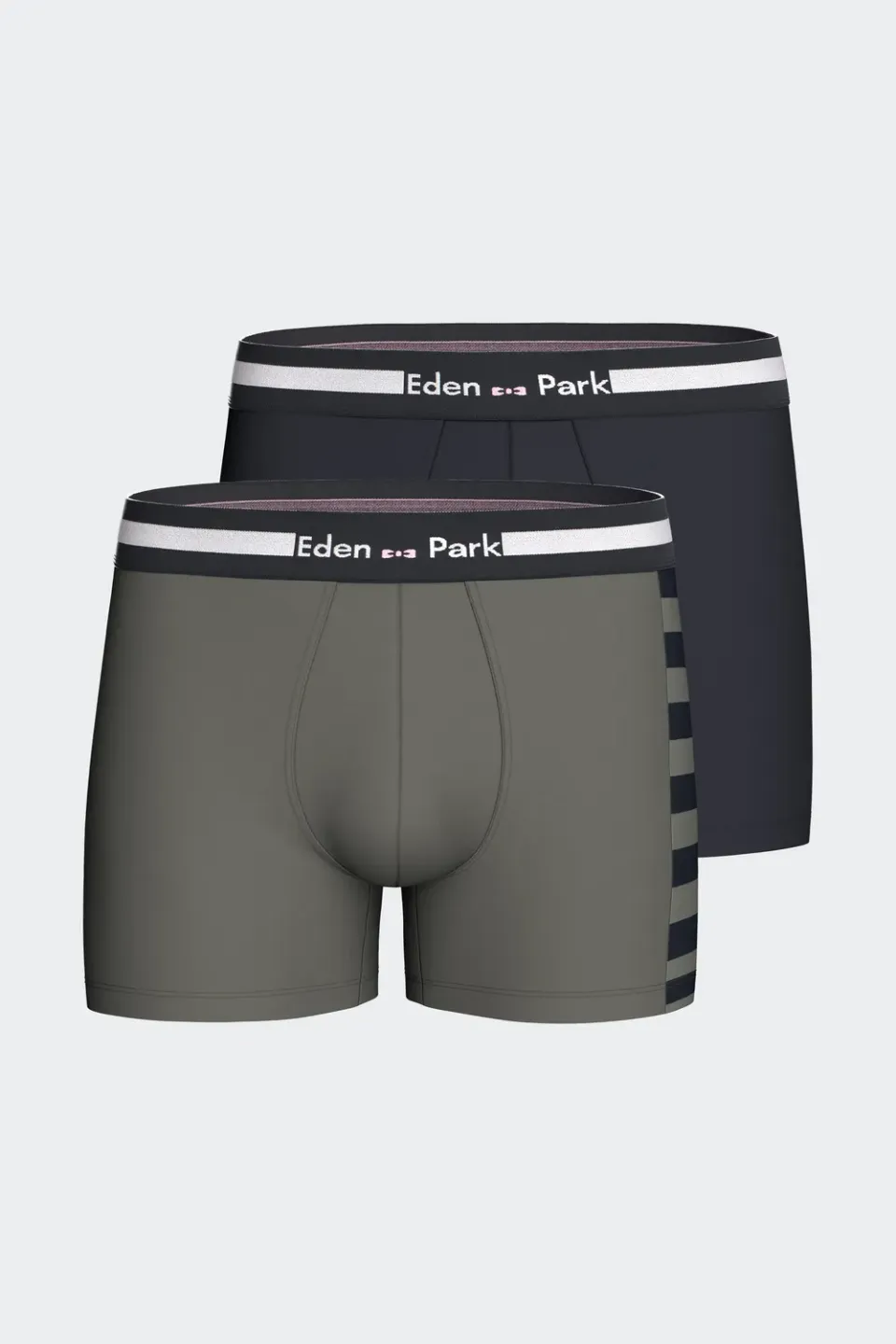 Eden Park lot 2 boxers stretch marine kaki coton