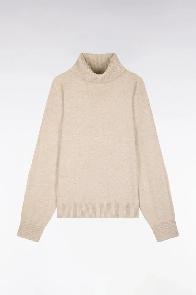 Eden Park pull col roulé beige cachemire femme