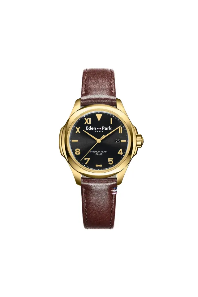 Eden Park HEAHTMOE0075 montre noire or cuir 40mm