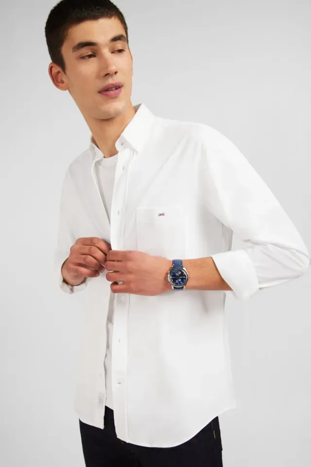 Eden Park chemise coton pinpoint blanc regular homme