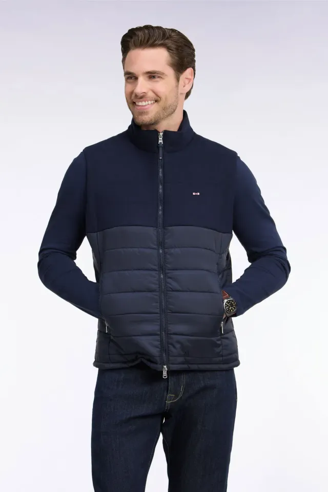 Eden Park doudoune sans manches marine nylon flanelle