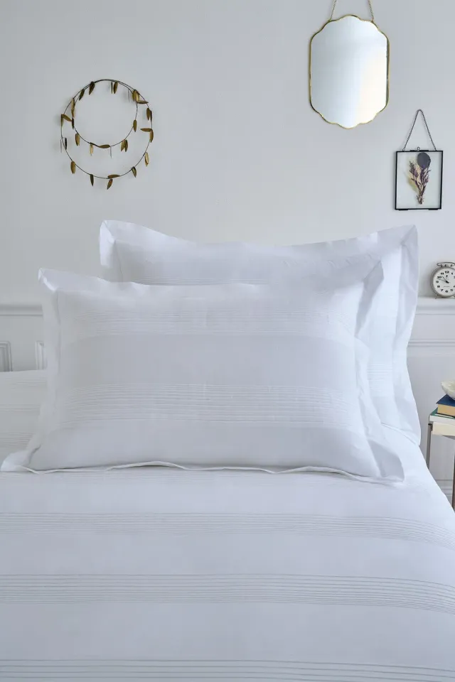 Eden Park taies oreiller 50x75 percale coton blanc lot 2