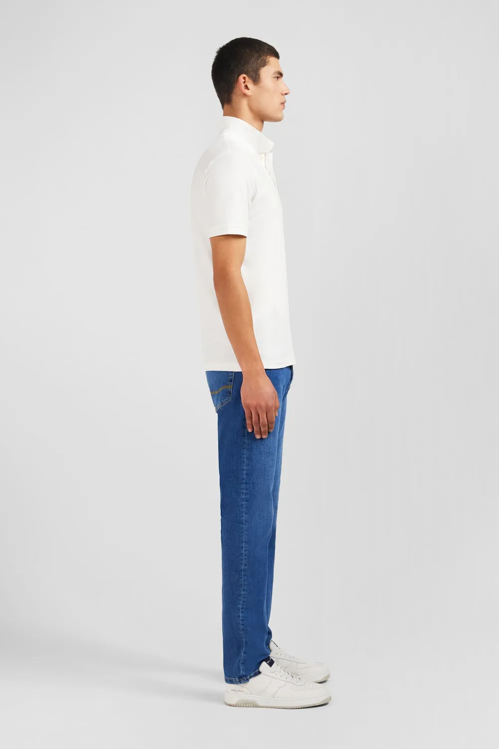 Eden Park Polo blanc coton pima stretch manches courtes