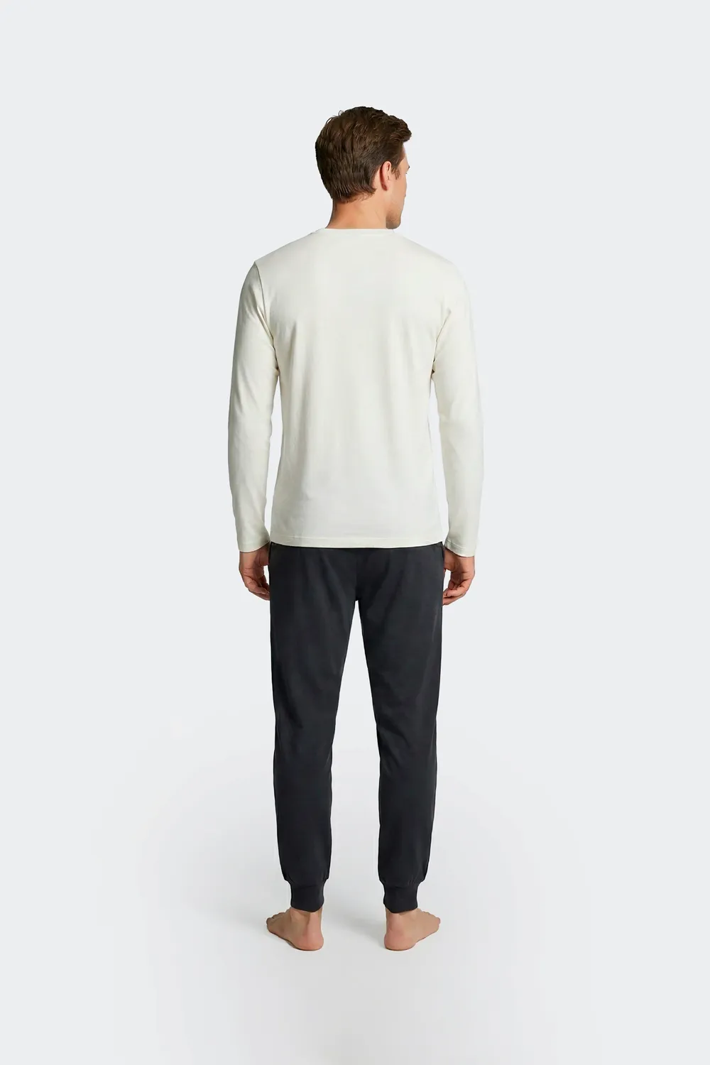 Eden Park ensemble pyjama coton écru et marine homme