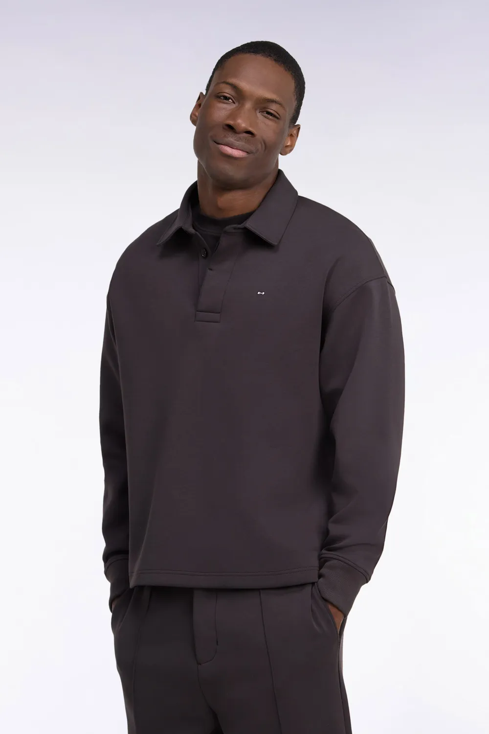 Eden Park Sweatshirt Col Maillot Interlock Marron Unisexe