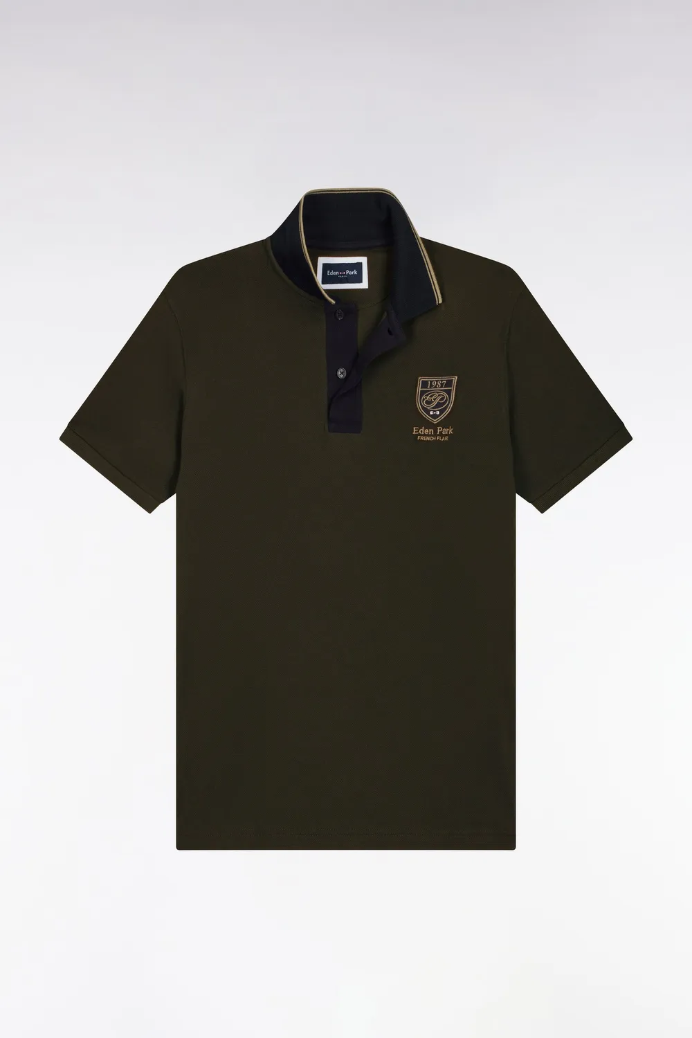 Eden Park Heritage polo coton vert écusson homme droit