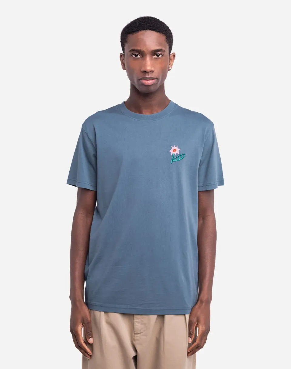 OLOW Flowering t-shirt bleu fleur brodée