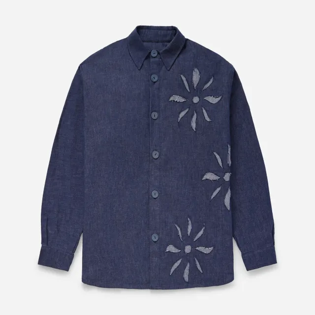 Labrum Navy Denim Olokun Flower chemise homme marine
