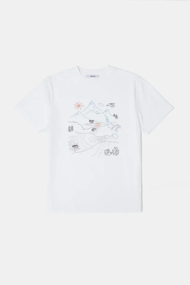 Edmmond Studios Outdoors t-shirt blanc brodé montagne