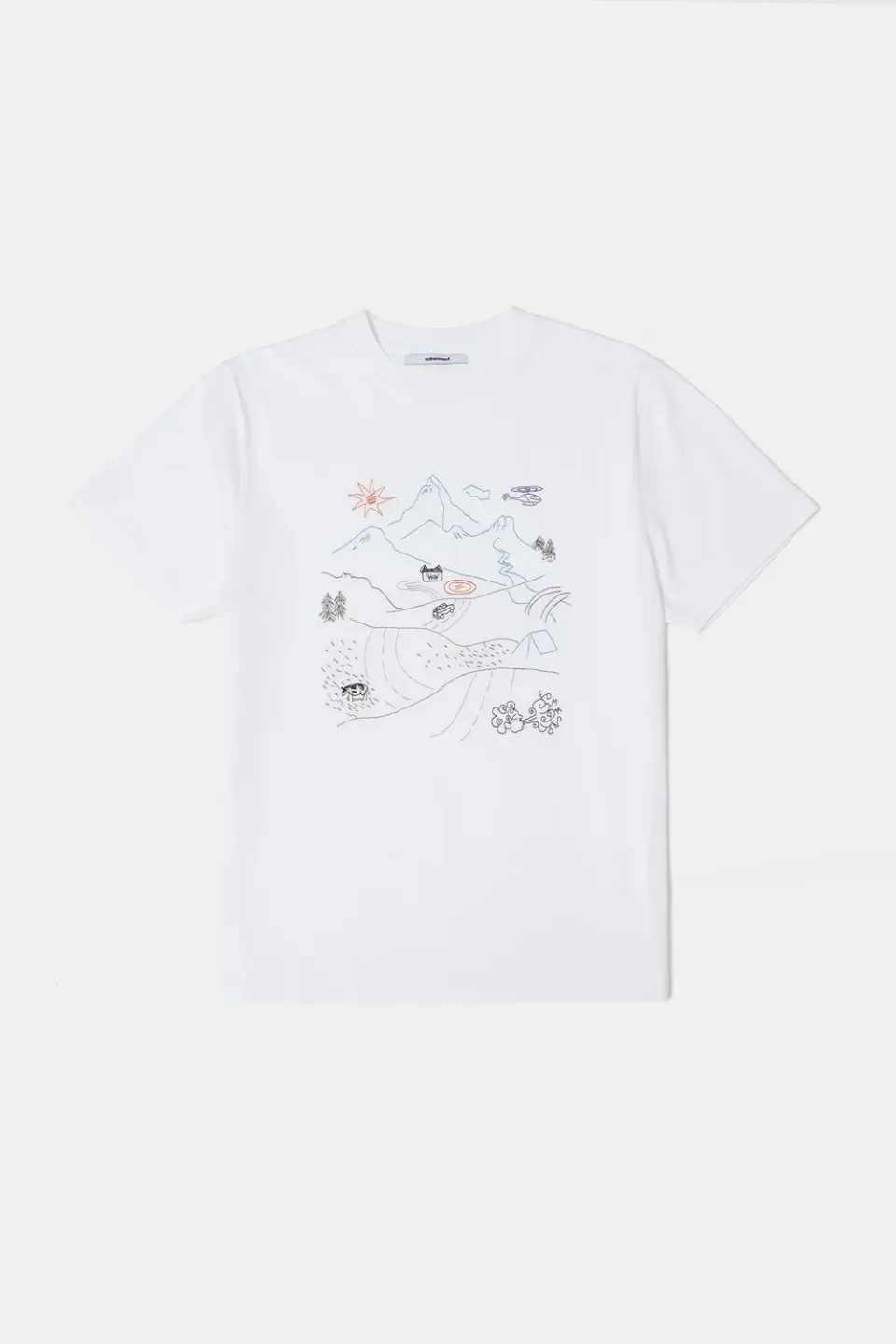 Edmmond Studios Outdoors t-shirt blanc brodé montagne
