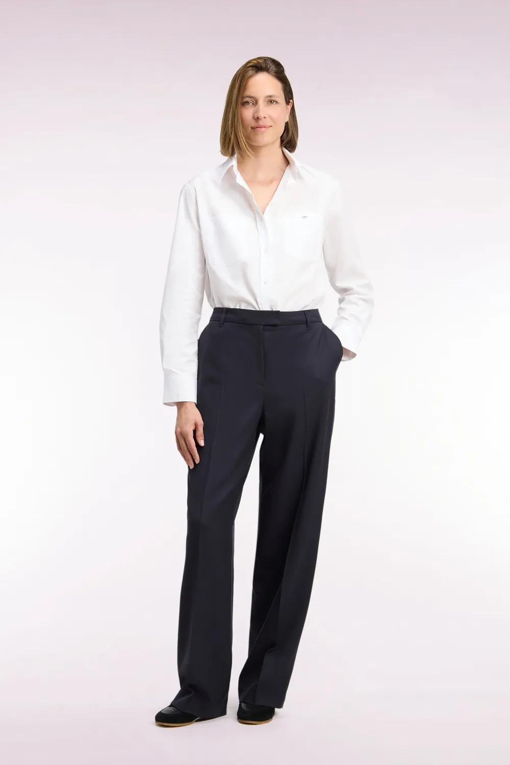 Eden Park pantalon tailleur femme maille stretch marine