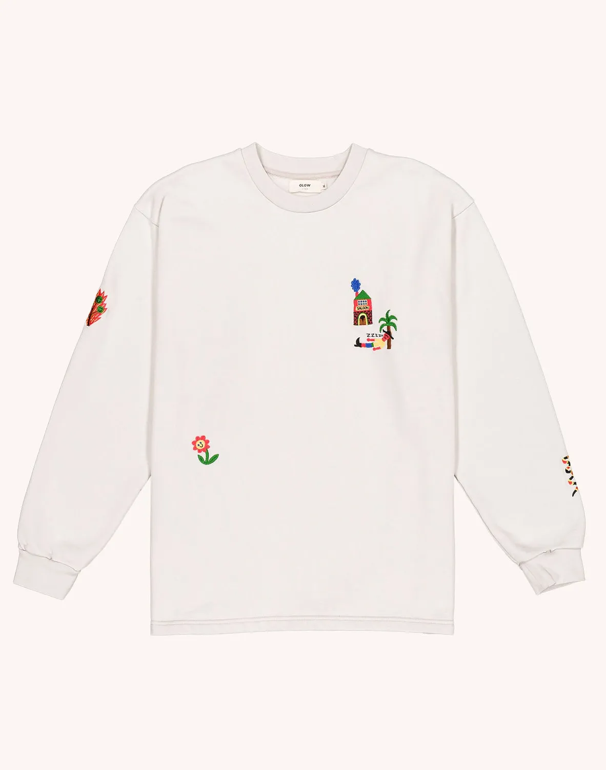 OLOW Nap sweat gris perle molleton bio brodé