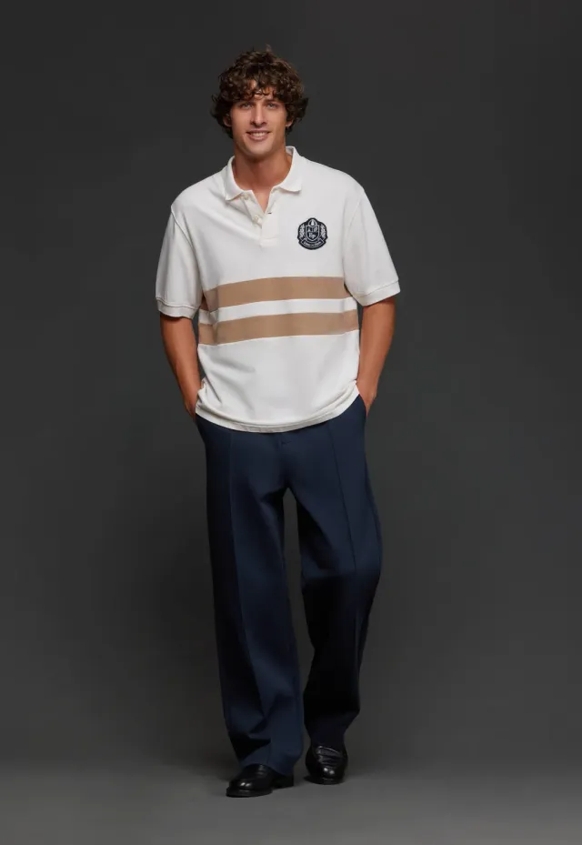 Eden Park Pap'Atelier polo coton écru rayures camel M