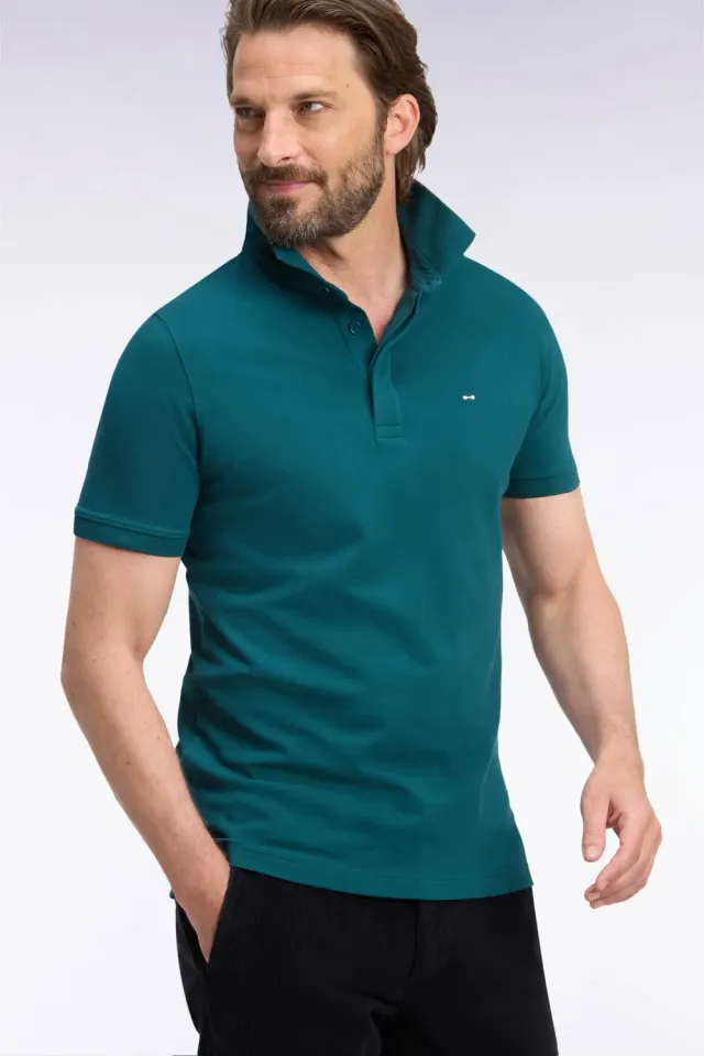 Eden Park polo coton stretch vert coupe ajustée