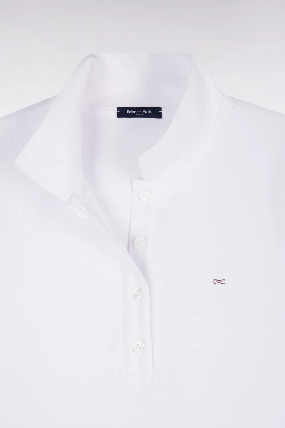 Eden Park polo femme blanc coton stretch ajusté