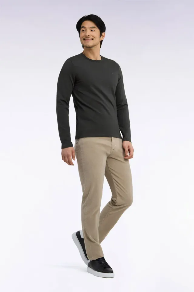 Eden Park pantalon 5 poches velours beige regular