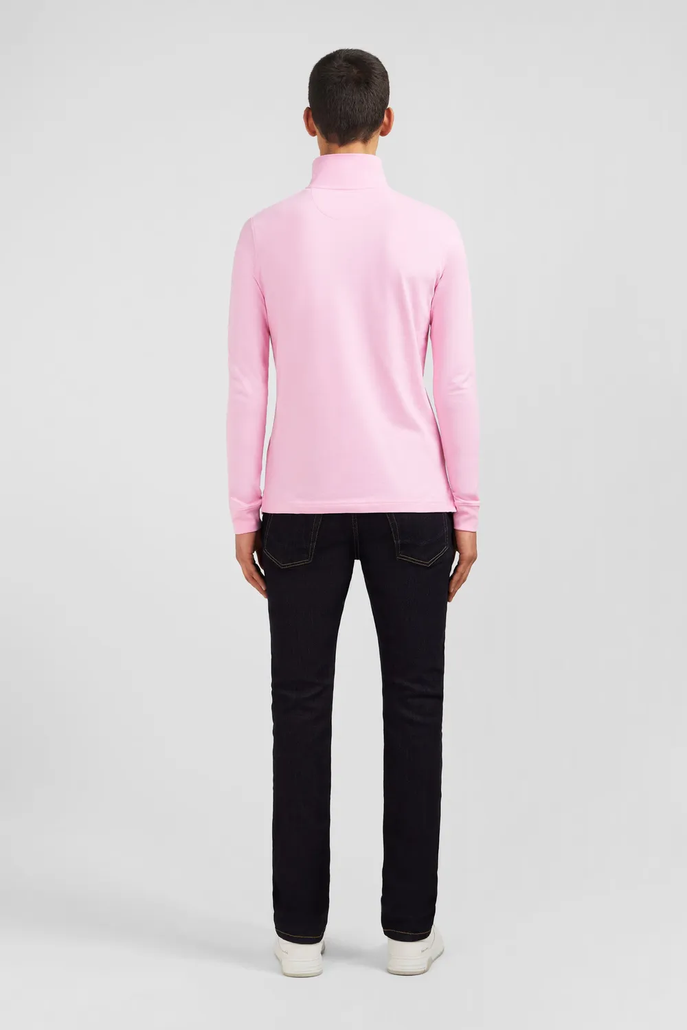 Eden Park polo manches longues homme rose piqué coton