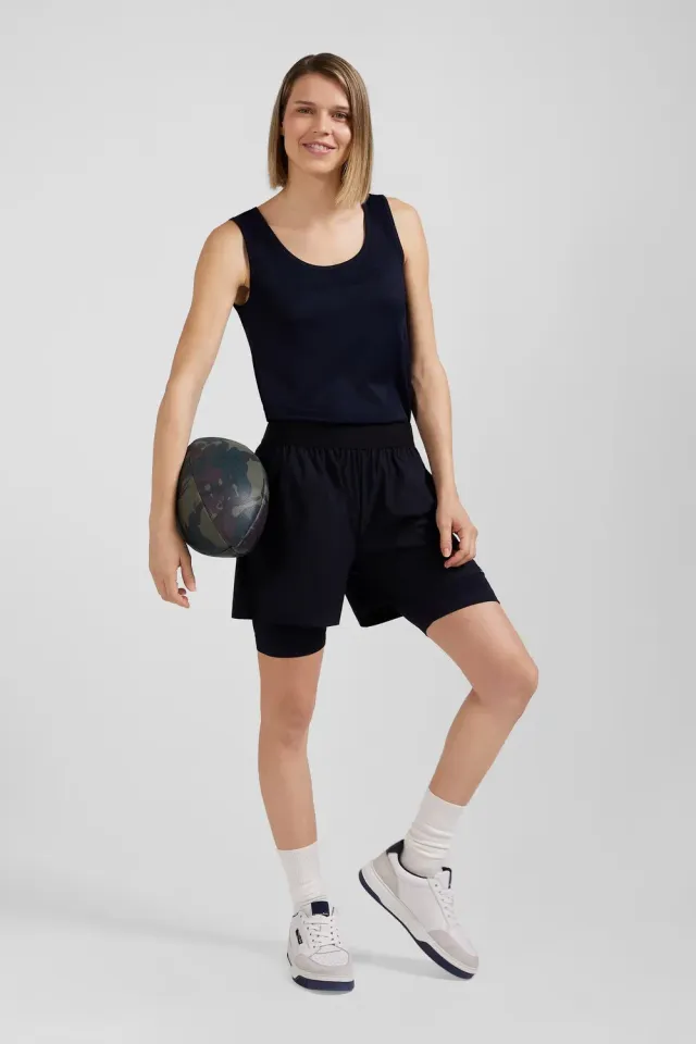 Eden Park short de sport bleu marine polyamide femme