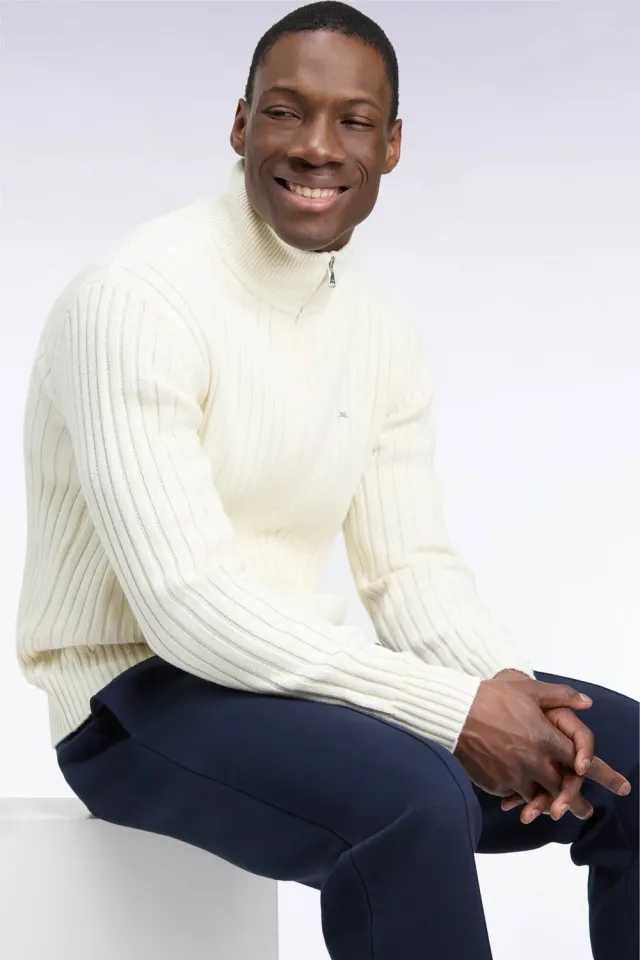 Eden Park H26MAICA0009 cardigan zippé écru laine-coton