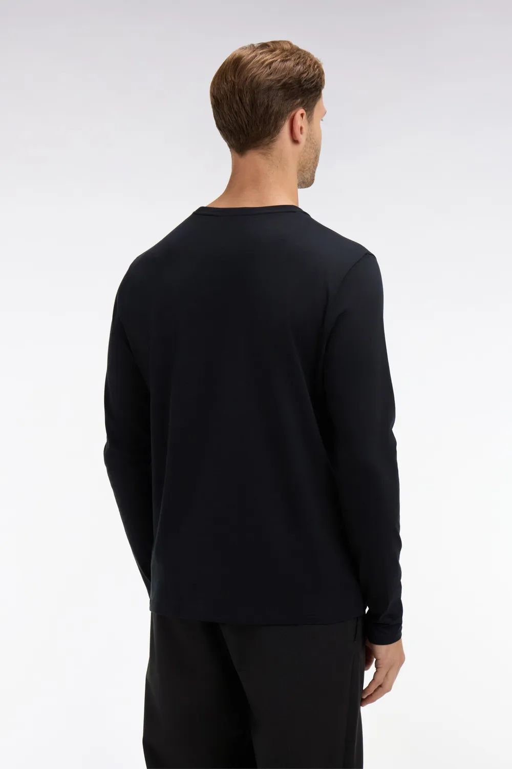 Eden Park t-shirt coton pima noir manches longues col rond