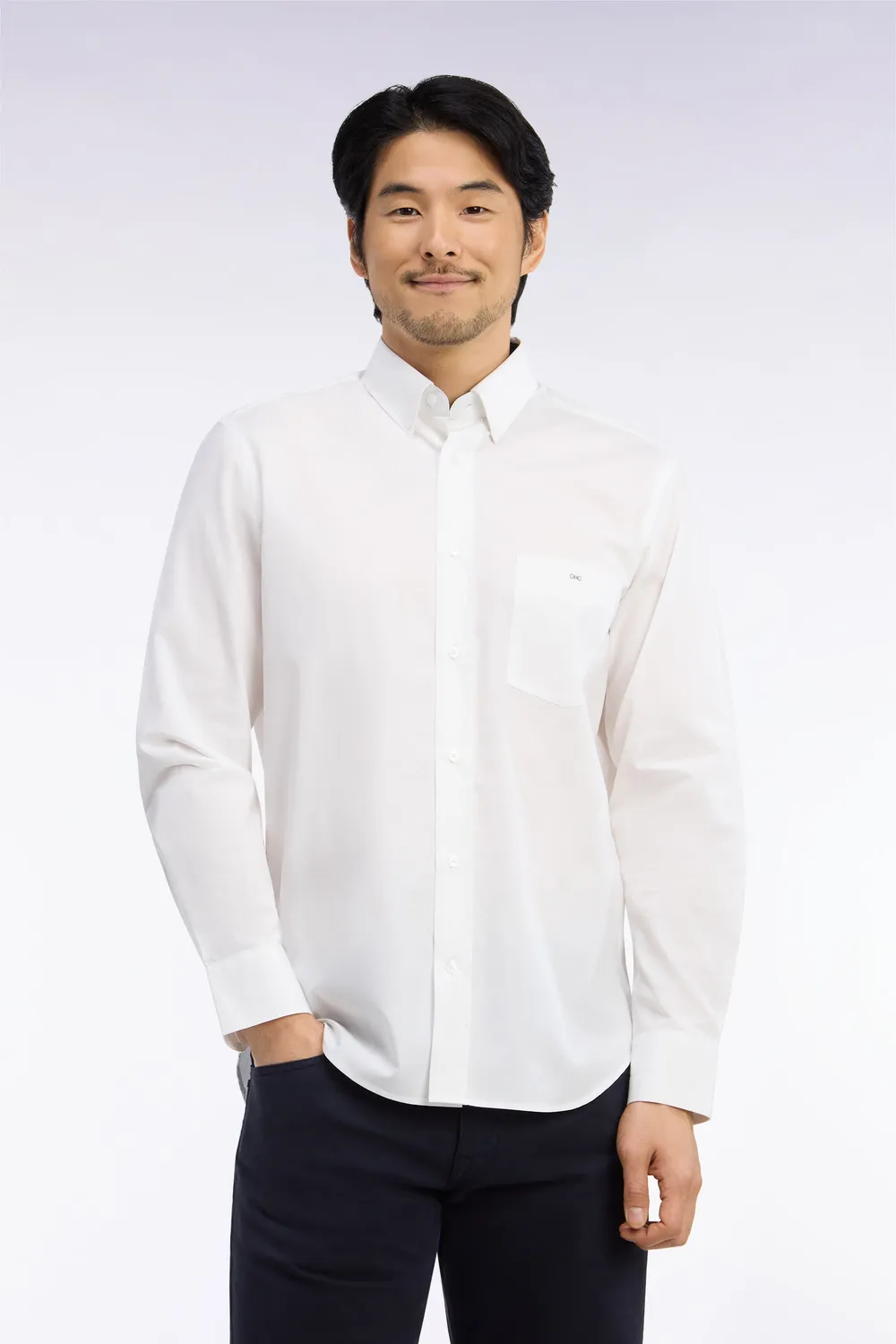 Eden Park chemise coton blanc micromotifs coupe droite