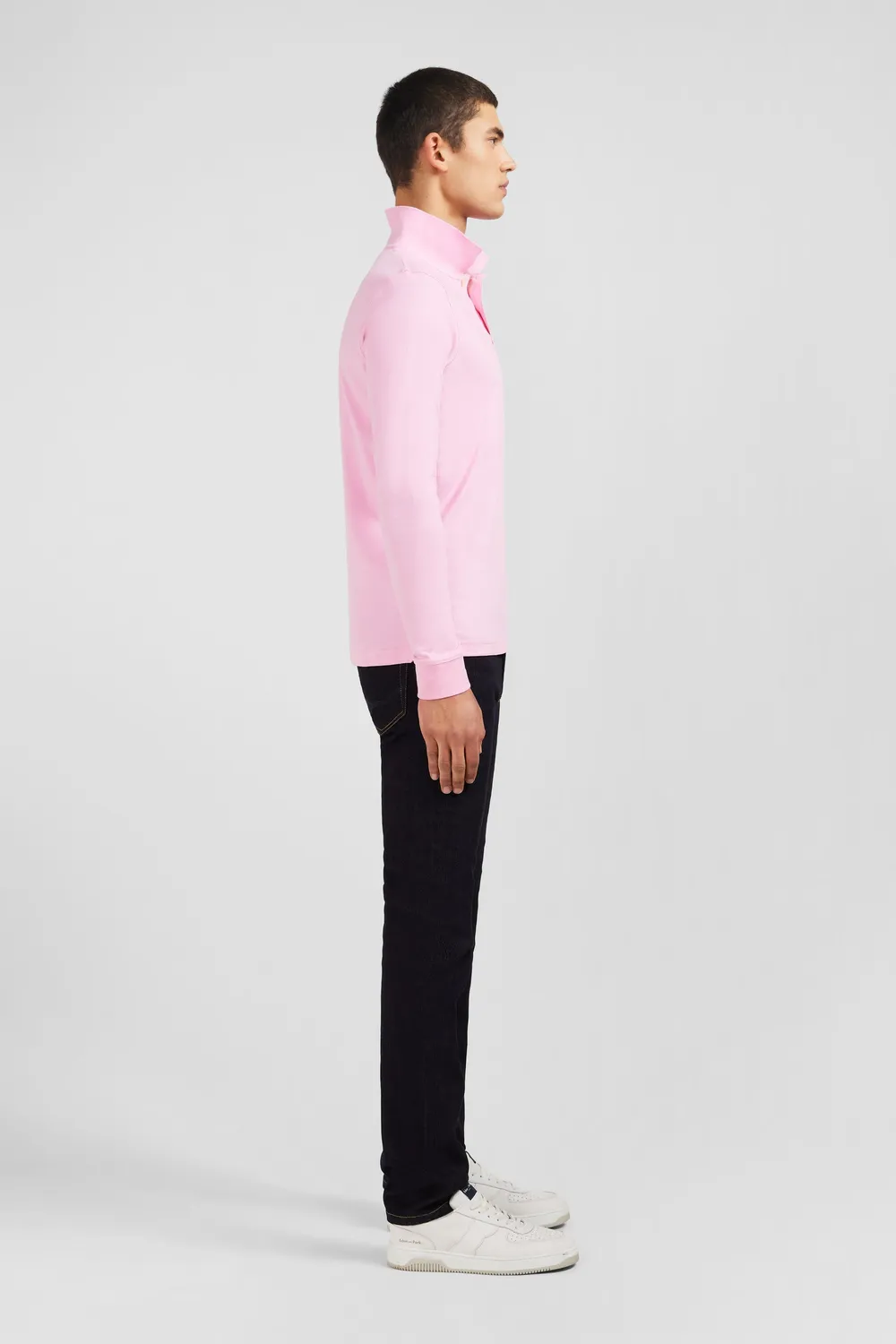 Eden Park polo manches longues homme rose piqué coton