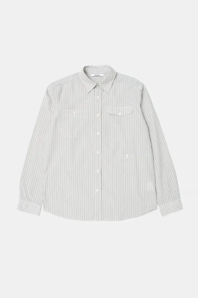 Edmmond Studios Sorne Shirt chemise grise rayée popeline