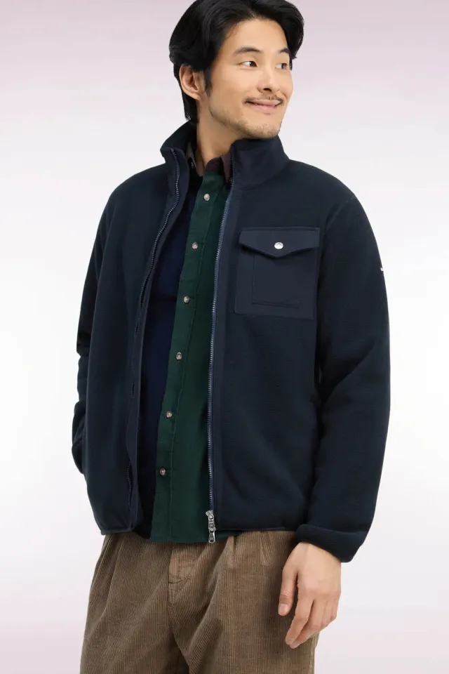 Eden Park sweat zippé bouclettes marine coupe droite