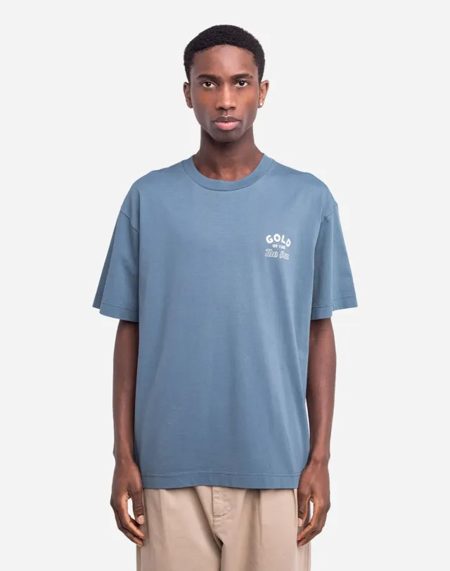 OLOW Gold t-shirt ample bleu acier coton bio