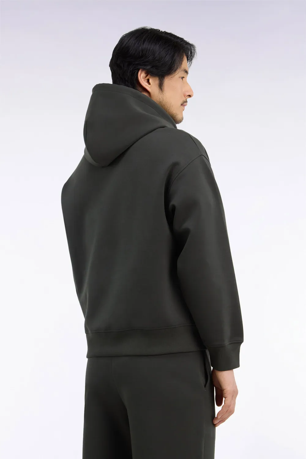 Eden Park sweat capuche interlock kaki loose unisexe