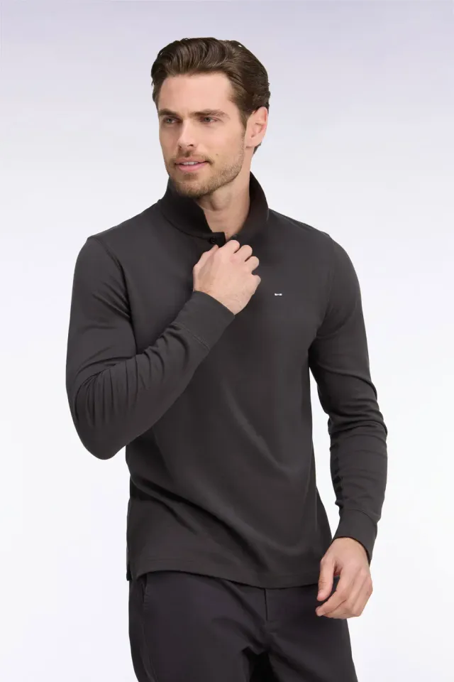 Eden Park polo manches longues pima marron droit
