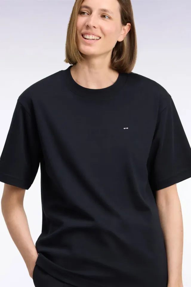 Eden Park t-shirt col rond noir coton mercerisé loose