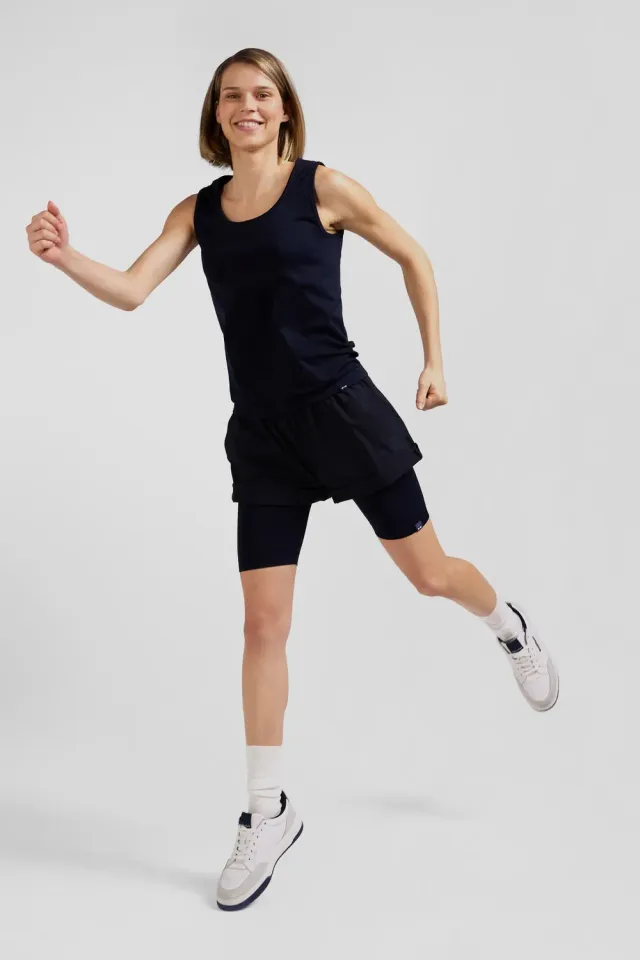 Eden Park cycliste sport stretch bleu marine femme