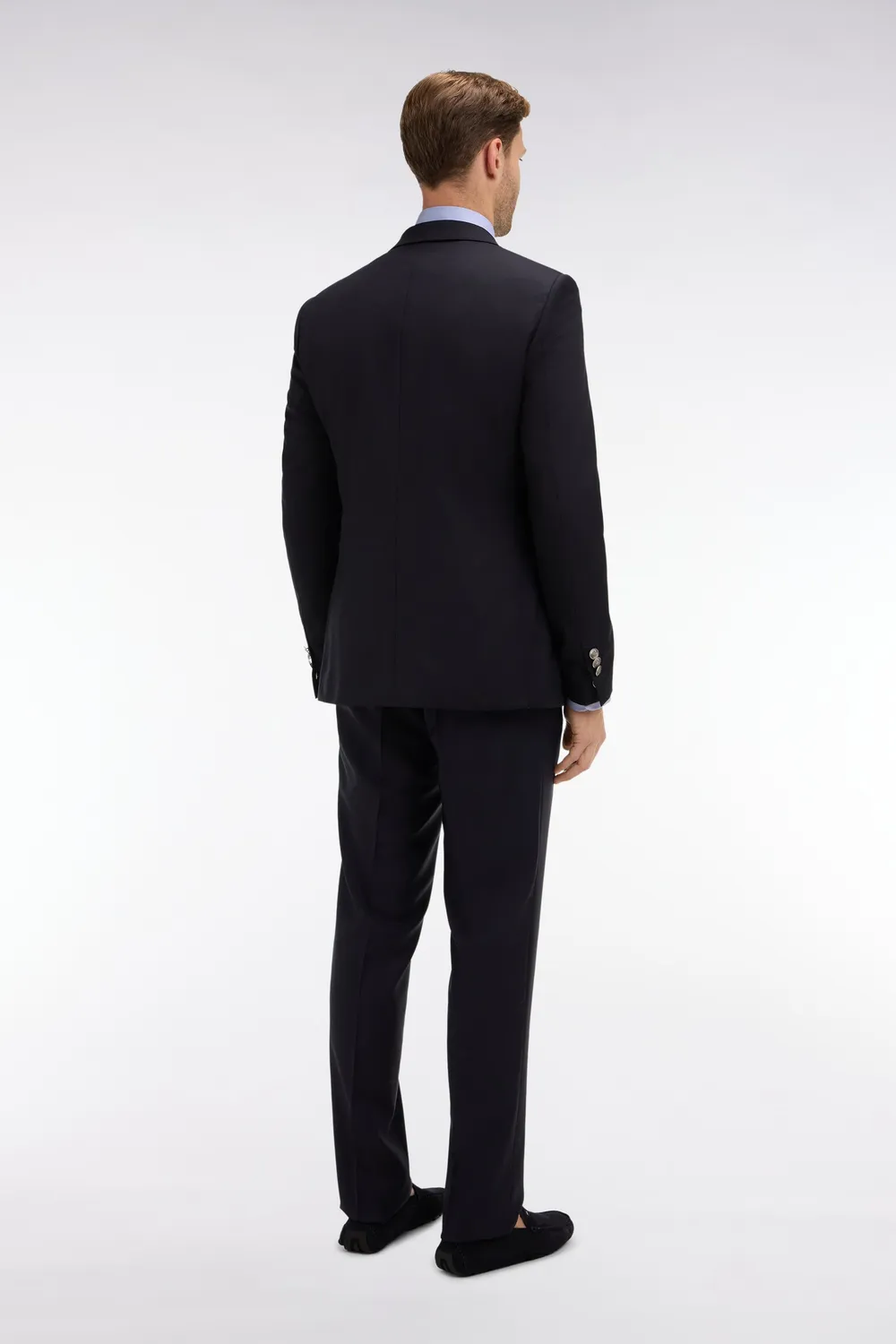 Eden Park pantalon regular bleu fonce laine plis casses