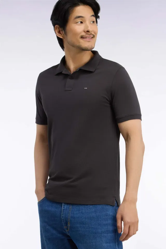 Eden Park polo coton Pima marron manches courtes
