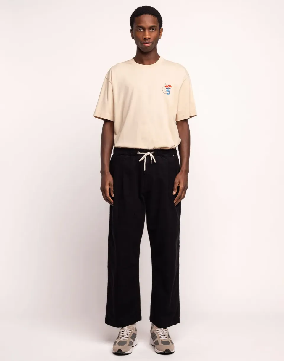 Olow Bruce pantalon large noir coton